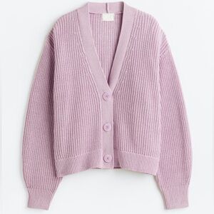 H&M Lilac Rib-Knit Cardigan